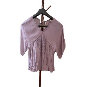 Roxy Purple Open Tie Back Hippie Bohemian Top